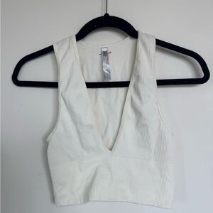 Urban Outfitters Cream Sleeveless Crop Top